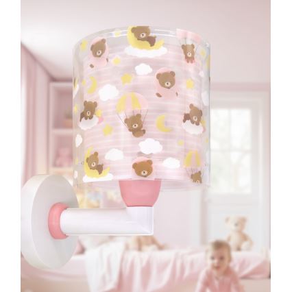Dalber 41579S - Bērnu sienas lampa BABY TEDDY 1xE27/15W/230V rozā