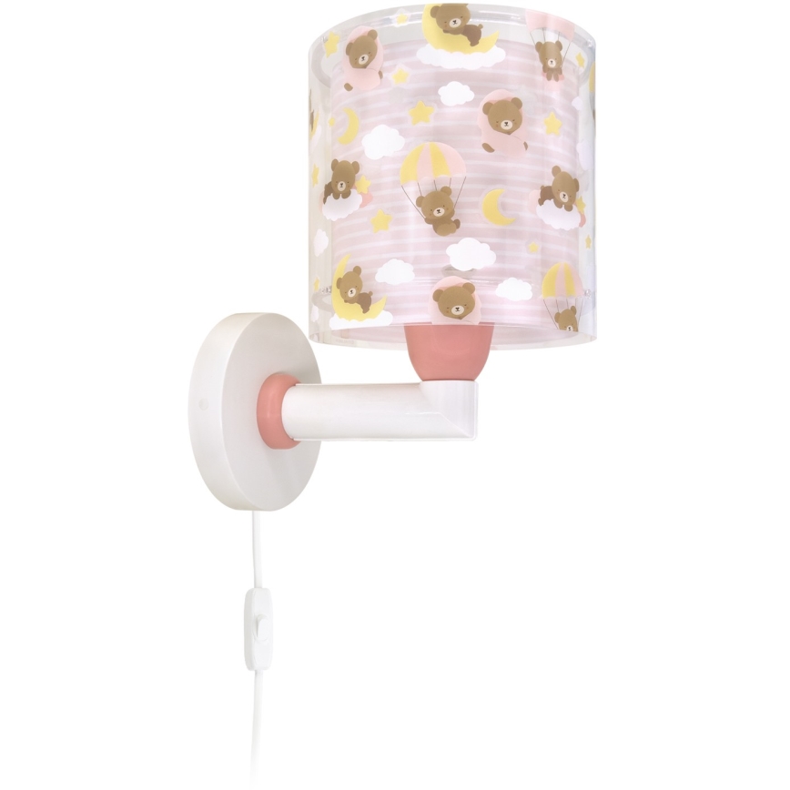 Dalber 41579S - Bērnu sienas lampa BABY TEDDY 1xE27/15W/230V rozā