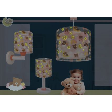 Dalber 41579S - Bērnu sienas lampa BABY TEDDY 1xE27/15W/230V rozā