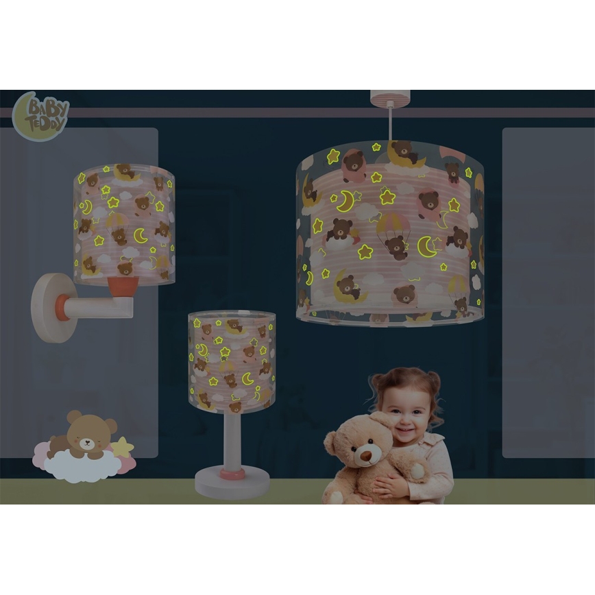 Dalber 41579S - Bērnu sienas lampa BABY TEDDY 1xE27/15W/230V rozā