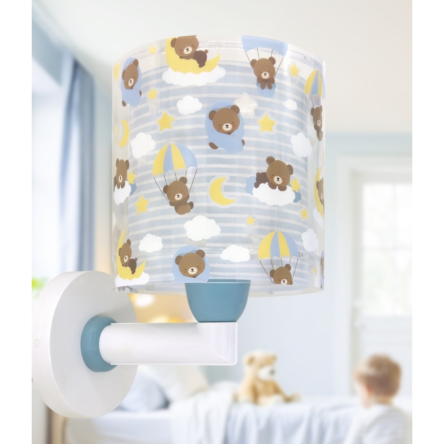 Dalber 41579T - Bērnu sienas lampa BABY TEDDY 1xE27/15W/230V zila