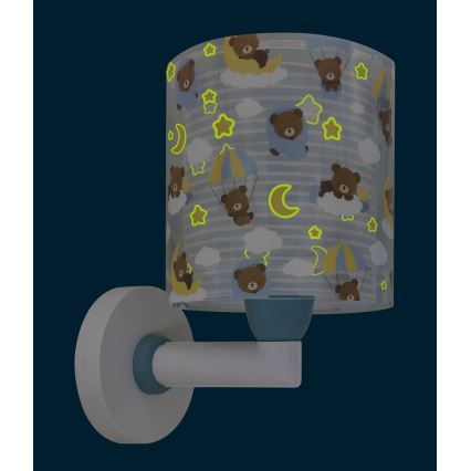 Dalber 41579T - Bērnu sienas lampa BABY TEDDY 1xE27/15W/230V zila