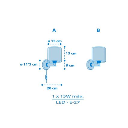 Dalber 41579T - Bērnu sienas lampa BABY TEDDY 1xE27/15W/230V zila