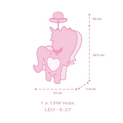Dalber 41597 - Bērnu lustra UNICORN 1xE27/15W/230V