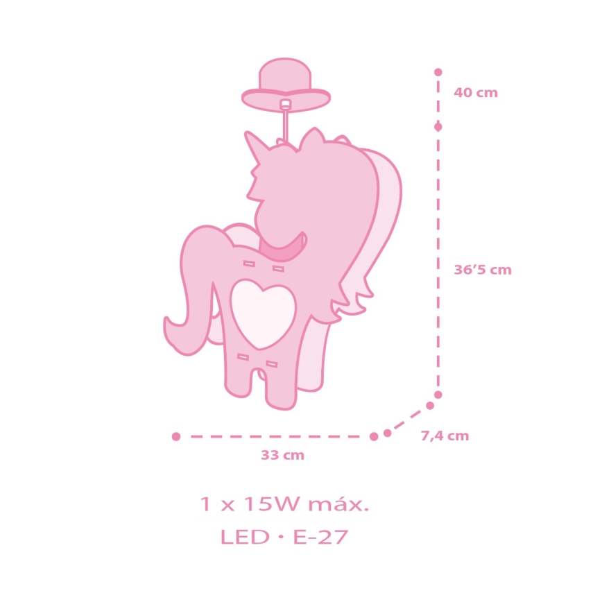 Dalber 41597 - Bērnu lustra UNICORN 1xE27/15W/230V
