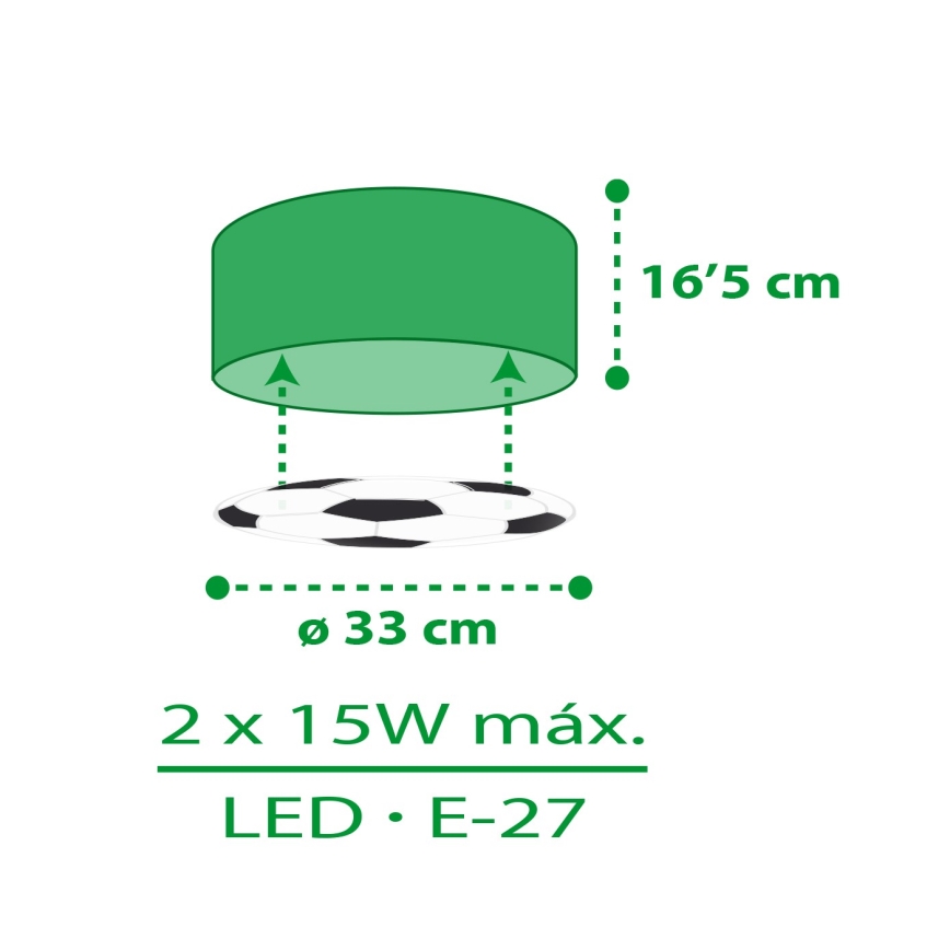 Dalber 41736 - Bērnu griestu lampa FOOTBALL 2xE27/15W/230V