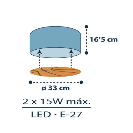 Dalber 41746 - Bērnu griestu lampa BASKET 2xE27/15W/230V