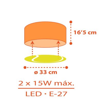 Dalber 41756 - Bērnu griestu lampa TENNIS 2xE27/15W/230V