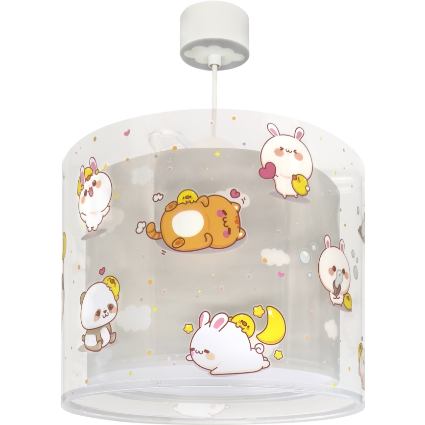 Dalber 41762E - Bērnu lustra KAWAII FRIENDS 1xE27/15W/230V pelēka