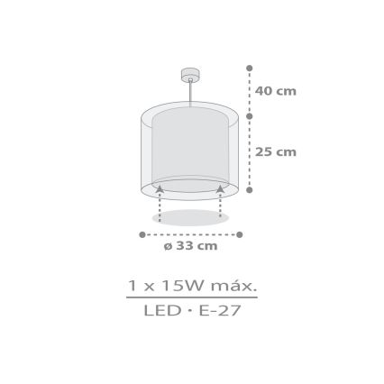 Dalber 41762E - Bērnu lustra KAWAII FRIENDS 1xE27/15W/230V pelēka