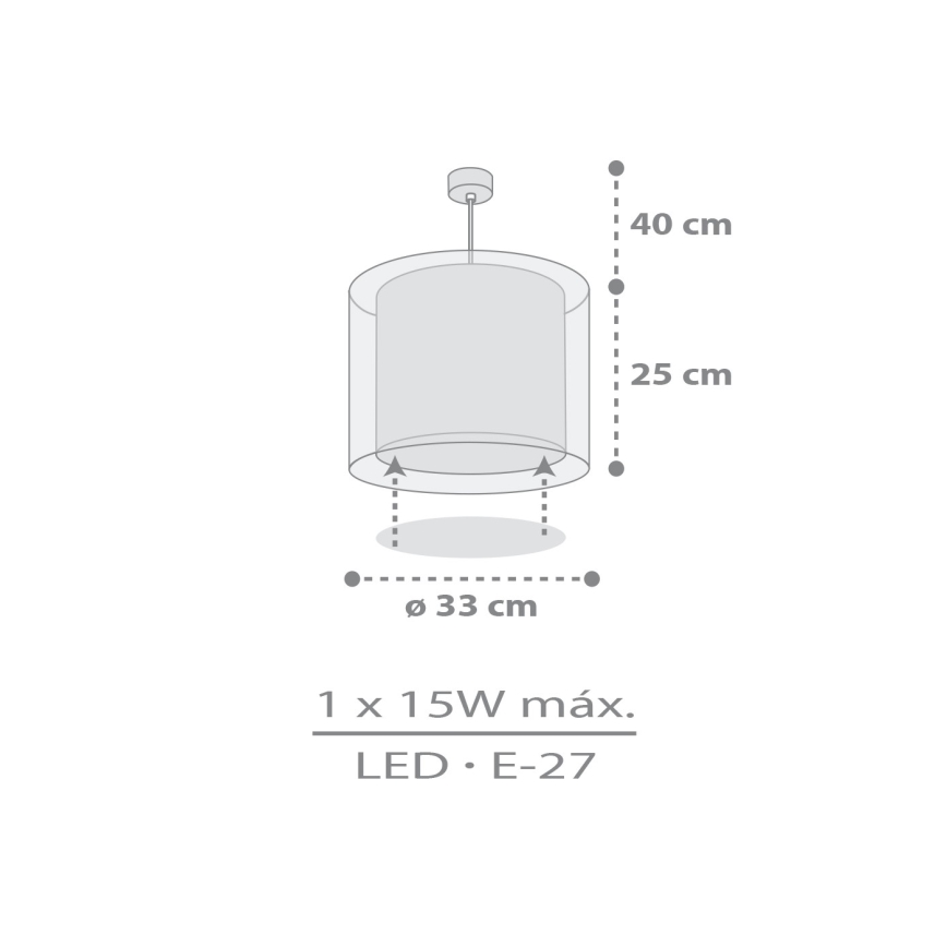 Dalber 41762E - Bērnu lustra KAWAII FRIENDS 1xE27/15W/230V pelēka