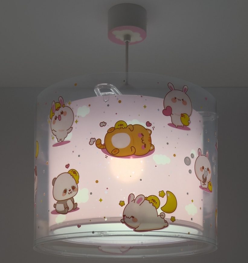 Dalber 41762S - Bērnu griestu lampa KAWAII FRIENDS 1xE27/15W/230V rozā