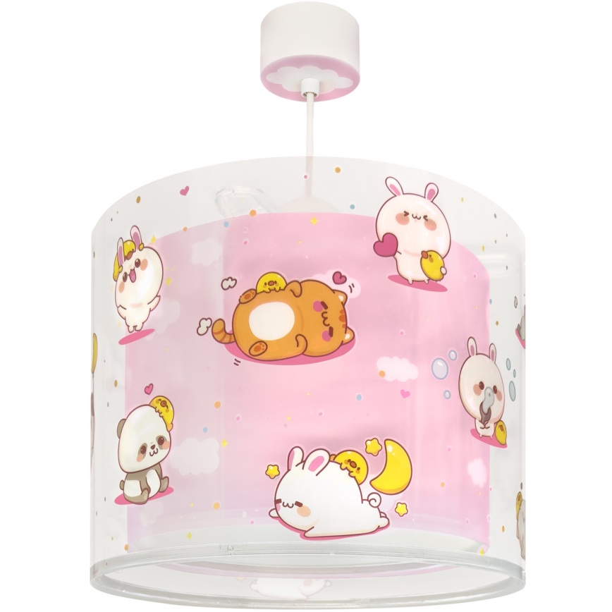Dalber 41762S - Bērnu griestu lampa KAWAII FRIENDS 1xE27/15W/230V rozā