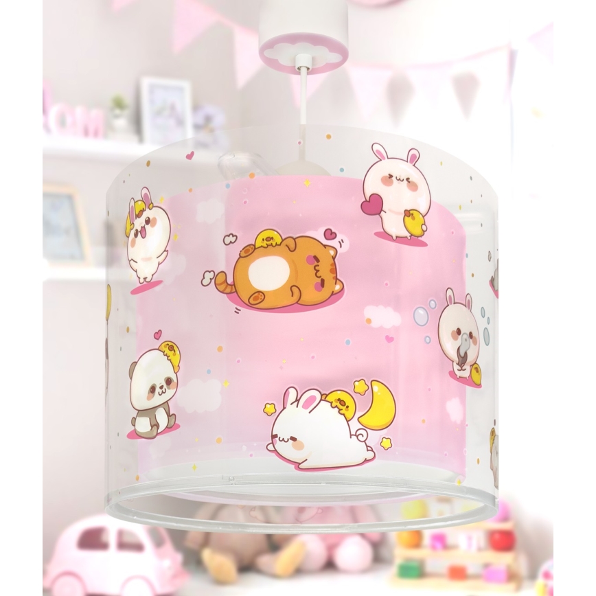 Dalber 41762S - Bērnu griestu lampa KAWAII FRIENDS 1xE27/15W/230V rozā