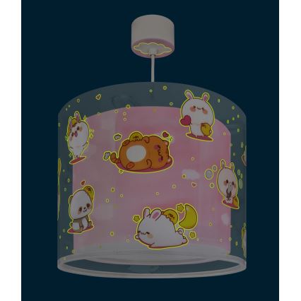 Dalber 41762S - Bērnu griestu lampa KAWAII FRIENDS 1xE27/15W/230V rozā