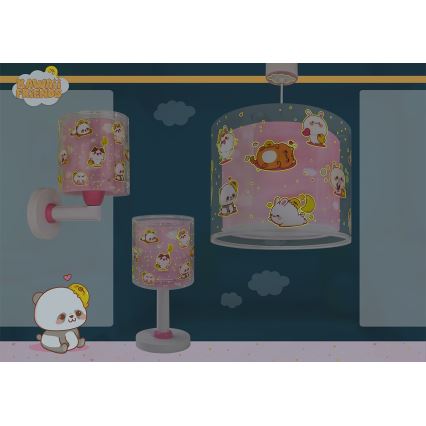 Dalber 41762S - Bērnu griestu lampa KAWAII FRIENDS 1xE27/15W/230V rozā