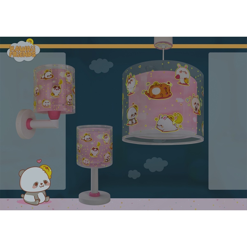 Dalber 41762S - Bērnu griestu lampa KAWAII FRIENDS 1xE27/15W/230V rozā