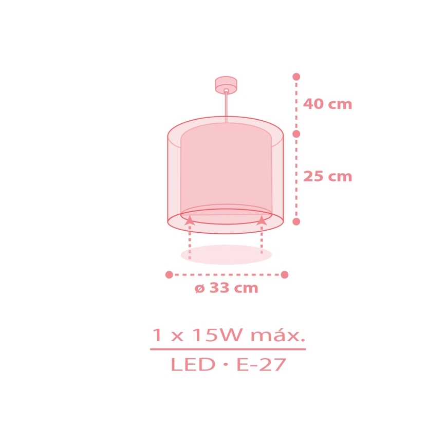 Dalber 41762S - Bērnu griestu lampa KAWAII FRIENDS 1xE27/15W/230V rozā