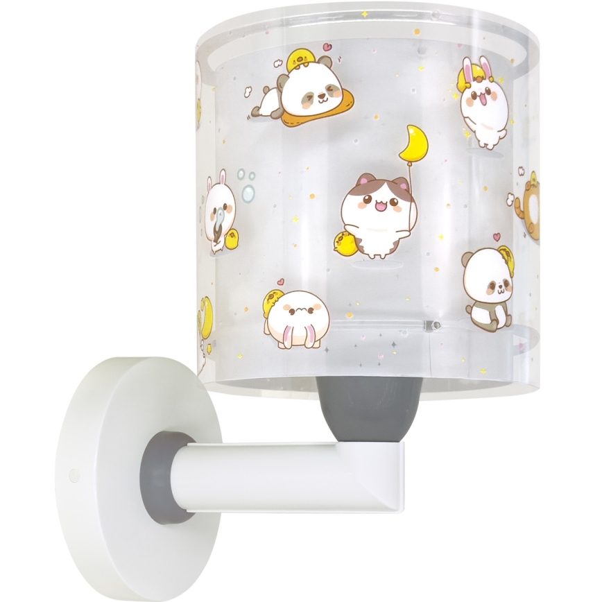 Dalber 41769E - Bērnu sienas lampa KAWAII FRIENDS 1xE27/15W/230V pelēka