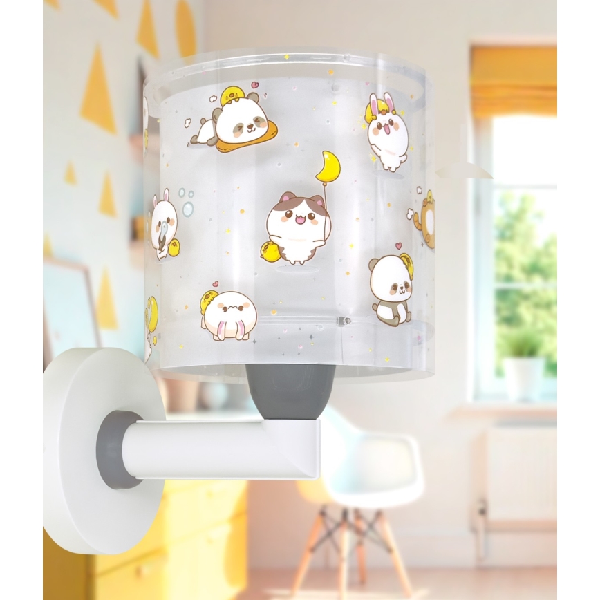 Dalber 41769E - Bērnu sienas lampa KAWAII FRIENDS 1xE27/15W/230V pelēka