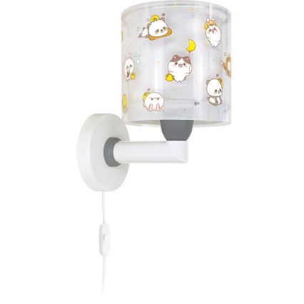 Dalber 41769E - Bērnu sienas lampa KAWAII FRIENDS 1xE27/15W/230V pelēka
