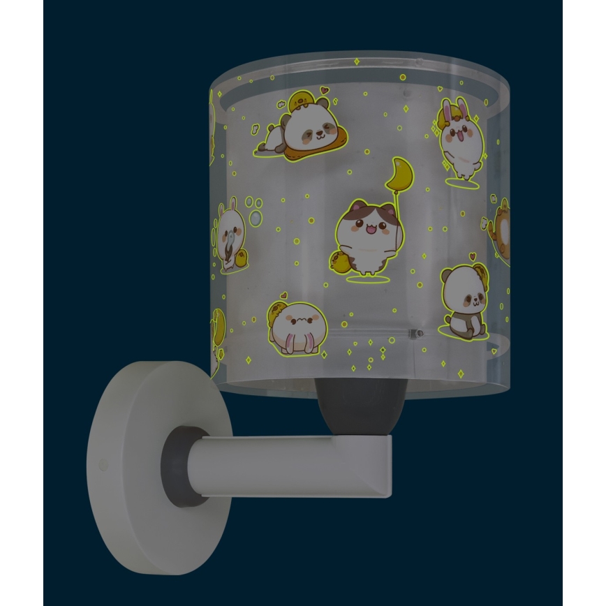 Dalber 41769E - Bērnu sienas lampa KAWAII FRIENDS 1xE27/15W/230V pelēka