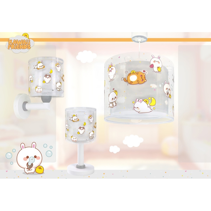 Dalber 41769E - Bērnu sienas lampa KAWAII FRIENDS 1xE27/15W/230V pelēka