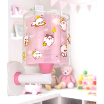 Dalber 41769S - Bērnu sienas lampa KAWAII FRIENDS 1xE27/15W/230V rozā