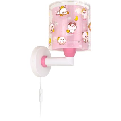 Dalber 41769S - Bērnu sienas lampa KAWAII FRIENDS 1xE27/15W/230V rozā