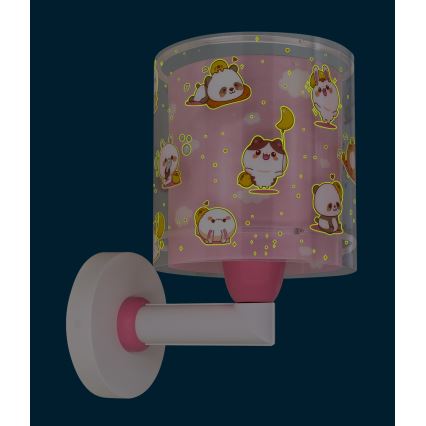 Dalber 41769S - Bērnu sienas lampa KAWAII FRIENDS 1xE27/15W/230V rozā
