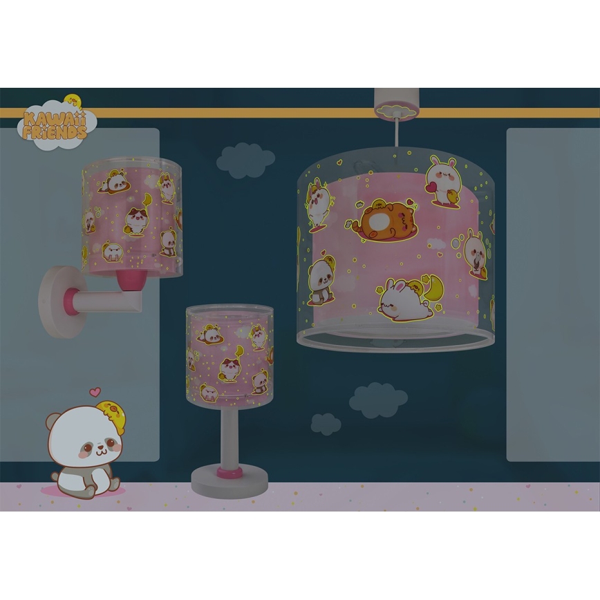 Dalber 41769S - Bērnu sienas lampa KAWAII FRIENDS 1xE27/15W/230V rozā
