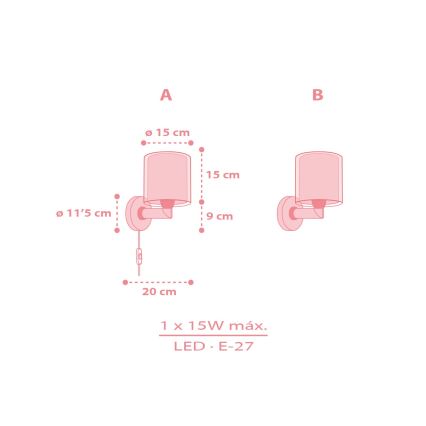 Dalber 41769S - Bērnu sienas lampa KAWAII FRIENDS 1xE27/15W/230V rozā