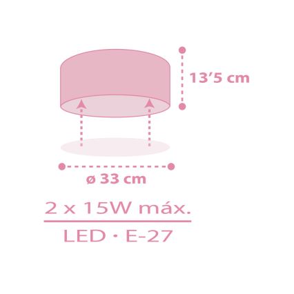 Dalber 42006S - Bērnu griestu lampa COLOR LIGHT 2xE27/15W/230V rozā
