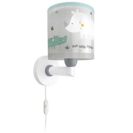 Dalber 60629 - Bērnu sienas gaismeklis RHICO AND CROCO 1xE27/15W/230V