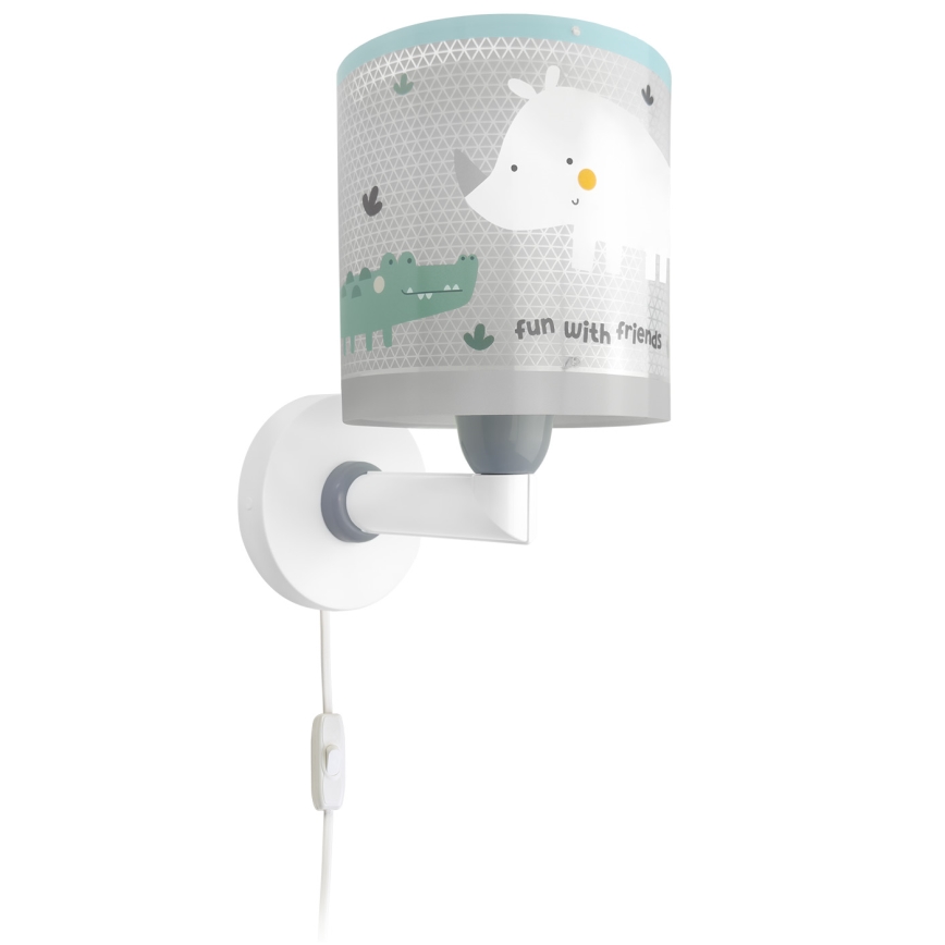 Dalber 60629 - Bērnu sienas gaismeklis RHICO AND CROCO 1xE27/15W/230V