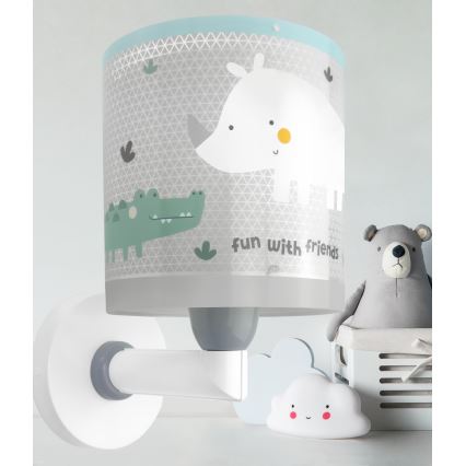 Dalber 60629 - Bērnu sienas gaismeklis RHICO AND CROCO 1xE27/15W/230V