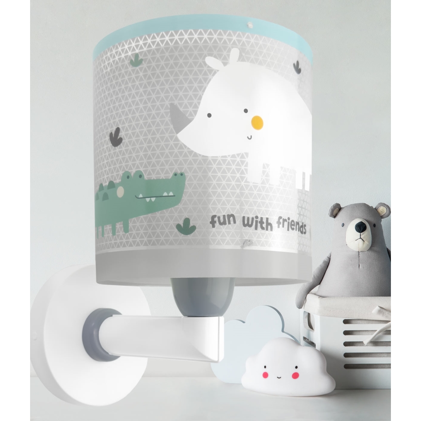 Dalber 60629 - Bērnu sienas gaismeklis RHICO AND CROCO 1xE27/15W/230V