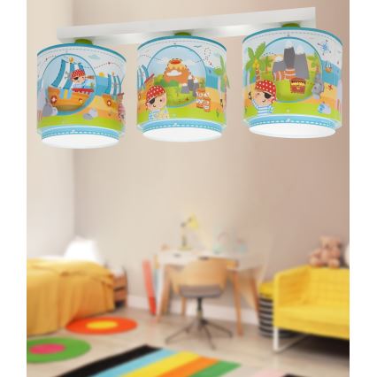 Dalber 60653 - Bērnu griestu lampa PIRĀTS ISLAND 3xE27/15W/230V