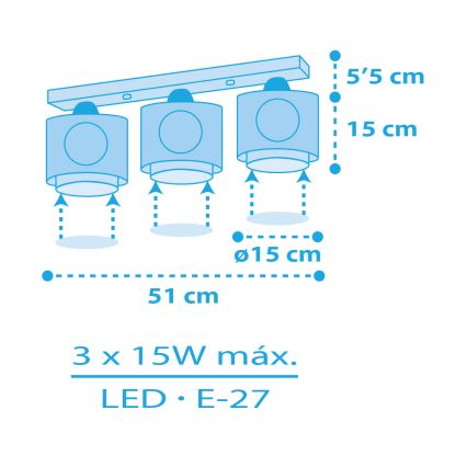 Dalber 60653 - Bērnu griestu lampa PIRĀTS ISLAND 3xE27/15W/230V
