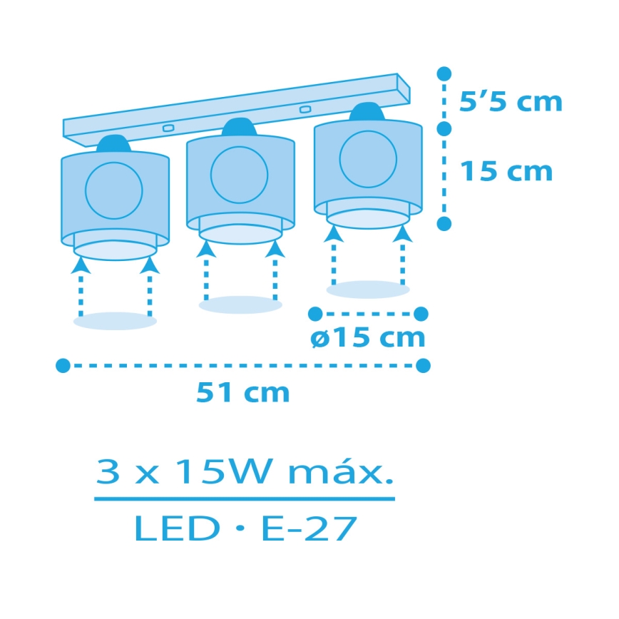 Dalber 60653 - Bērnu griestu lampa PIRĀTS ISLAND 3xE27/15W/230V