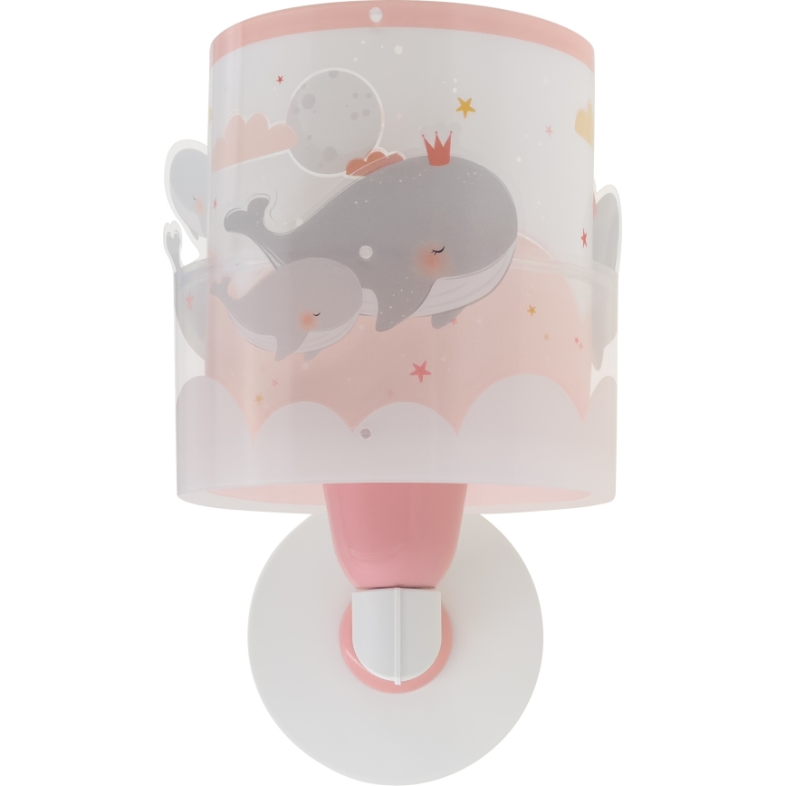 Dalber 61179S - Bērnu sienas lampa WHALE DREAMS 1xE27/15W/230V rozā