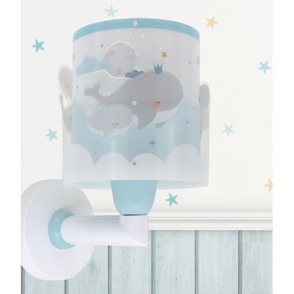 Dalber 61179T - Bērnu sienas lampa WHALE DREAMS 1xE27/15W/230V zila