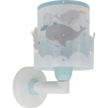 Dalber 61179T - Bērnu sienas lampa WHALE DREAMS 1xE27/15W/230V zila