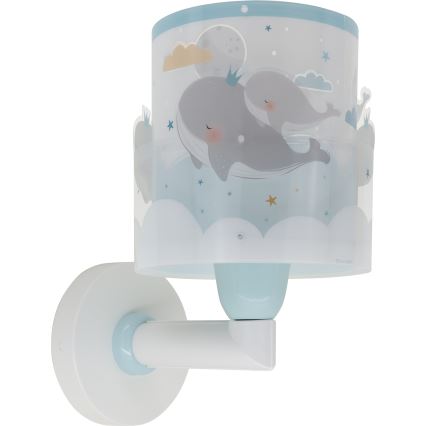 Dalber 61179T - Bērnu sienas lampa WHALE DREAMS 1xE27/15W/230V zila