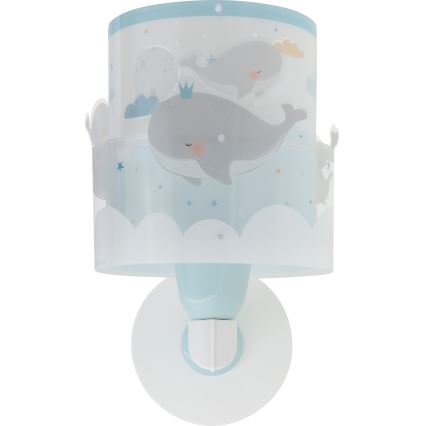 Dalber 61179T - Bērnu sienas lampa WHALE DREAMS 1xE27/15W/230V zila