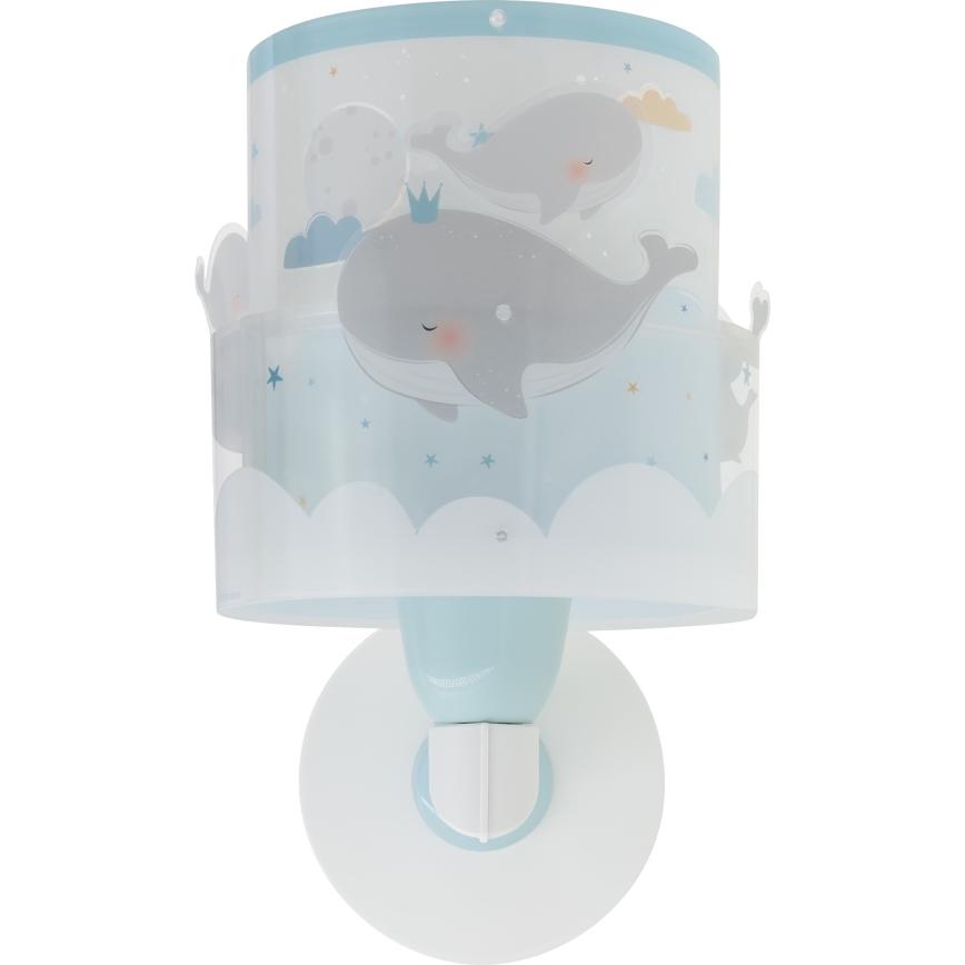 Dalber 61179T - Bērnu sienas lampa WHALE DREAMS 1xE27/15W/230V zila