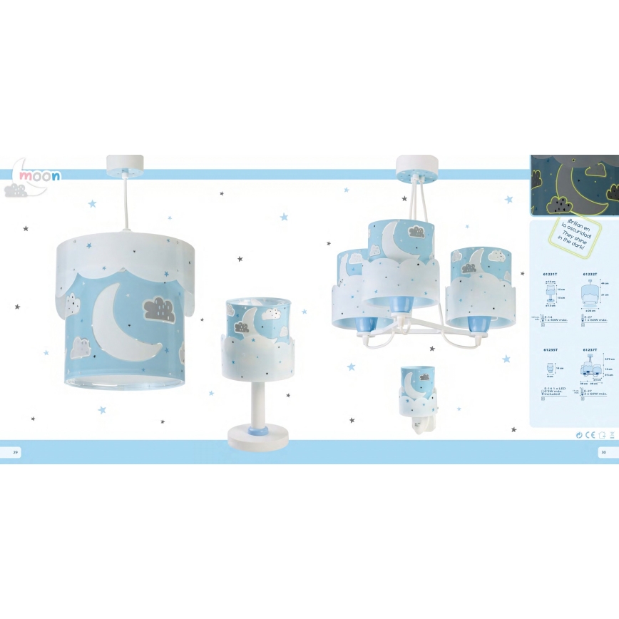 Dalber 61232T - Bērnu lustra MOON 1xE27/60W/230V