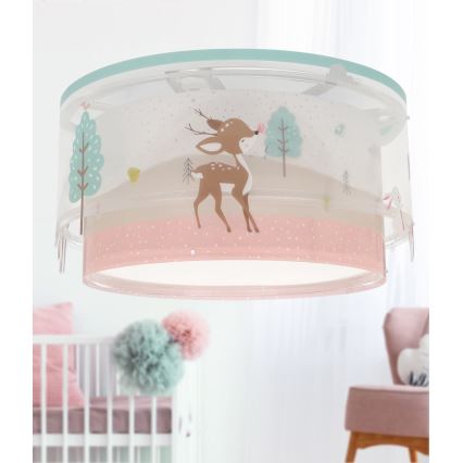 Dalber 61276 - Bērnu griestu lampa LOVING DEER 2xE27/15W/230V