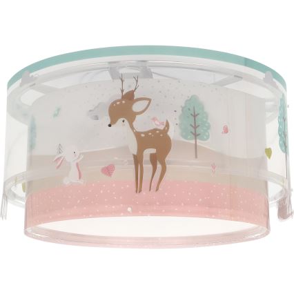 Dalber 61276 - Bērnu griestu lampa LOVING DEER 2xE27/15W/230V