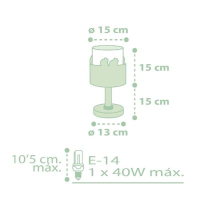 Dalber 61711H - Bērnu lampa SWEET LOVE 1xE14/40W/230V zaļa